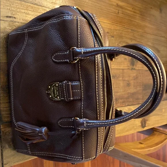 Lauren Ralph Lauren Brown Leather Doctor Handbag - Picture 1 of 6